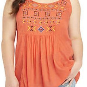 True Craft Embroidered Babydoll Tank